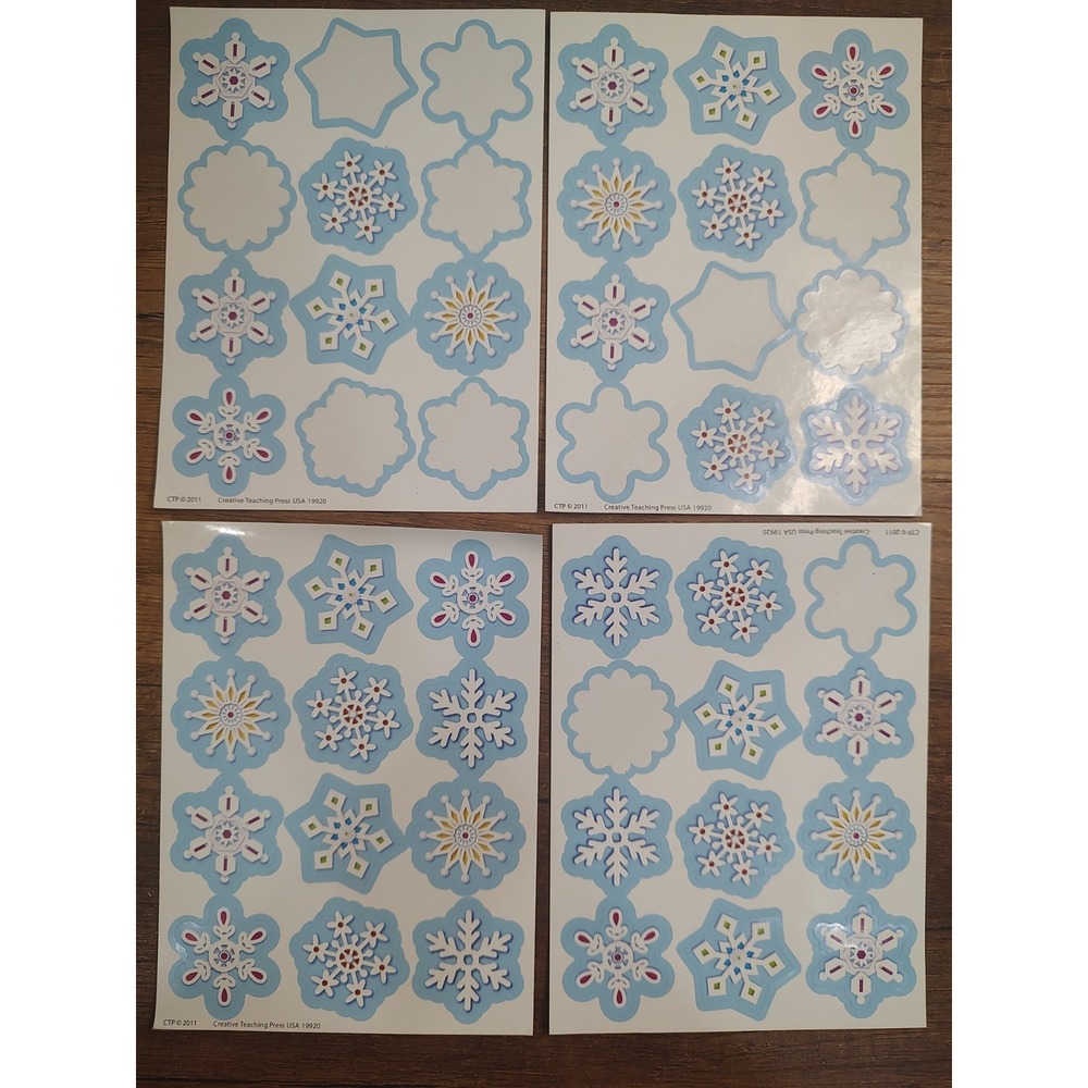 Creative Teaching Press Stickers Lot Of 4 Full Partial Sheets Snowflakes Winter